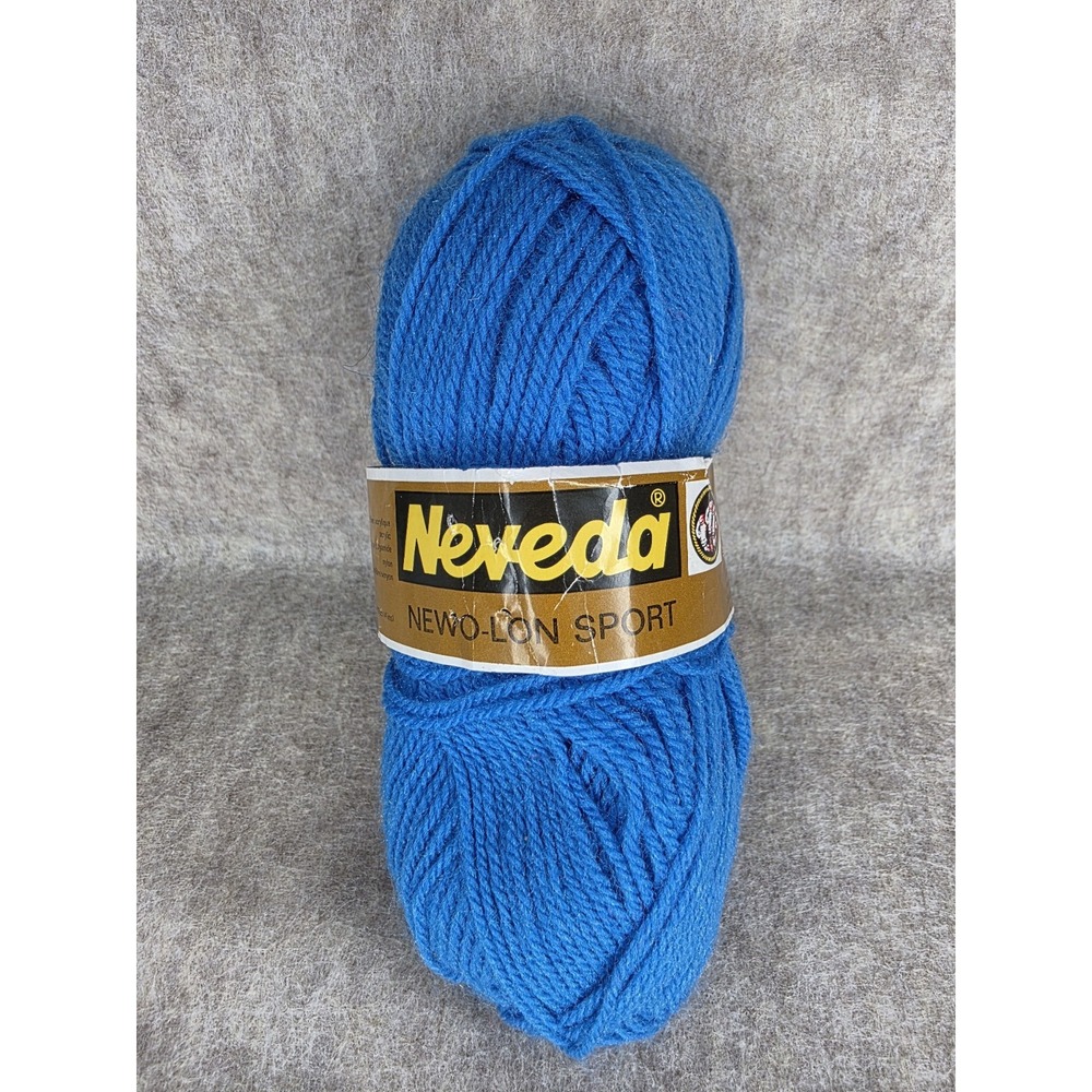 Vintage Neveda Yarn Newo-Lon Sport‎ 1.5 oz Skein Sparkle Royal Blue 7457 5558